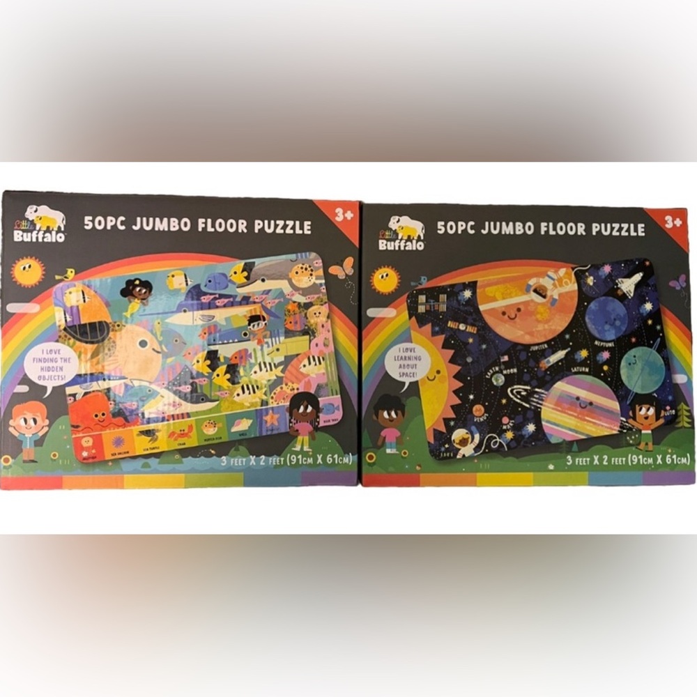 Buffalo David Bitton Kids Jumbo Floor Puzzle Vibrant Space and Ocean